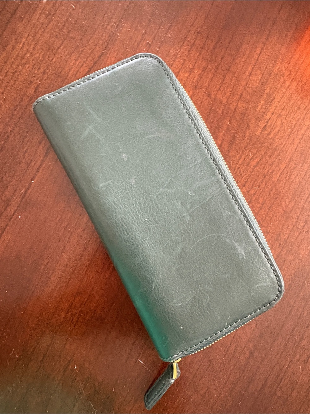 Madewell Zip-Around Green Leather Wallet